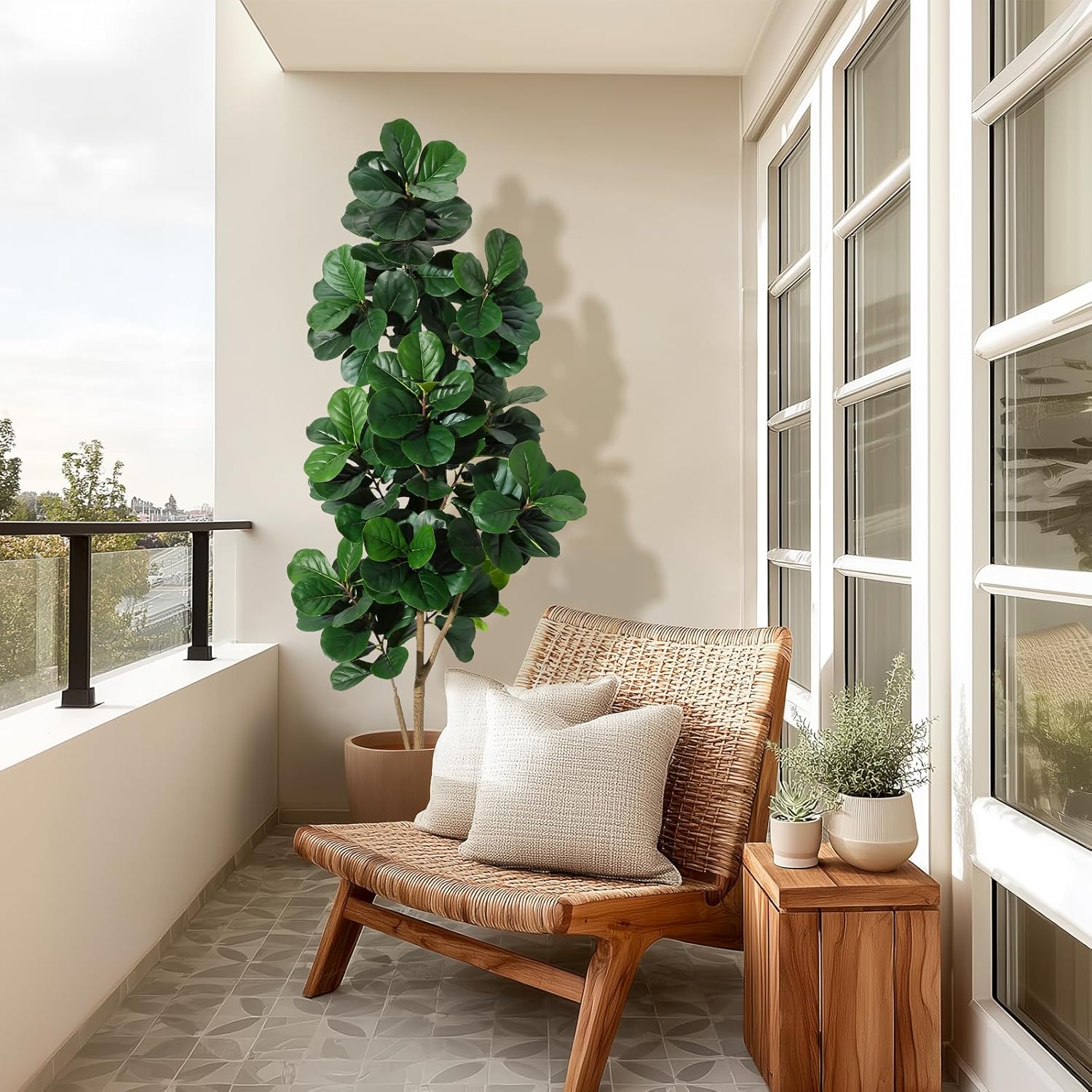 4FT/5FT/6FT/7FT كمان ورقة شجرة - مراجعة Ficus Lyrata Tree وسعره